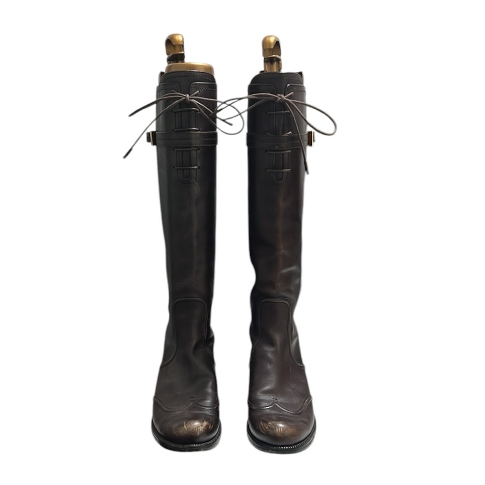 Louis Vuitton Brown Leather Knee Length Boots Size 37.5 - Picture 2 of 15